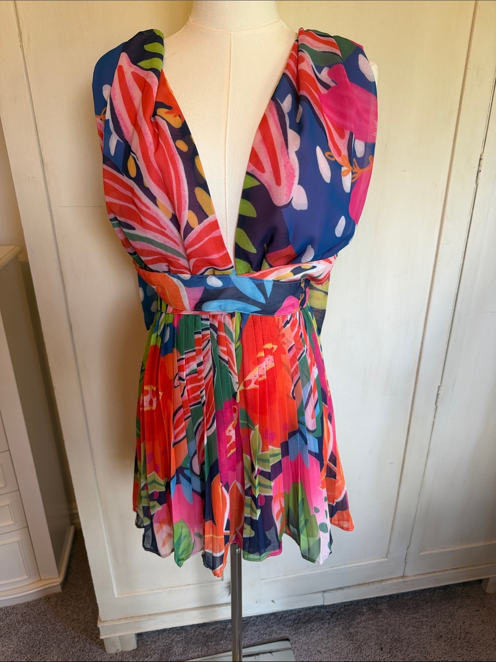 Bright Multicolor Floral V-Neck Romper